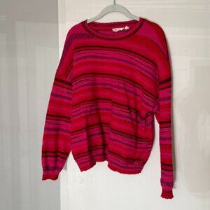 R Drotyle Conscious Womens L Red Striped Sweater